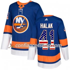 Adidas Maillot de Hockey New York Islanders Jaroslav Halak 41 2017-2018 Bleu USA Flag Fashion Authentic - Homme